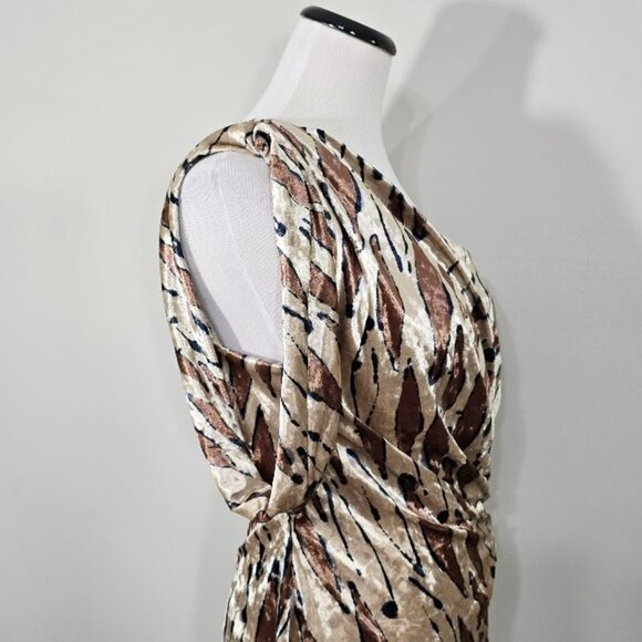 Nwt Eva Franco Glamorous One Shoulder Top Abstract Crushed Velvet Blouse Size 4 - Picture 10 of 15